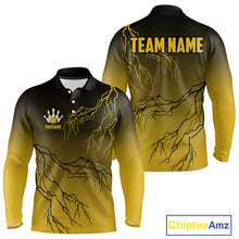 Load image into Gallery viewer, Black and Yellow gradient storm Lightning thunder Bowling shirts for Men Custom Bowling Team Jerseys NQS11172