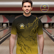Load image into Gallery viewer, Black and Yellow gradient storm Lightning thunder Bowling shirts for Men Custom Bowling Team Jerseys NQS11172