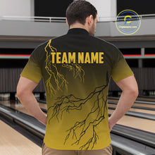 Load image into Gallery viewer, Black and Yellow gradient storm Lightning thunder Bowling shirts for Men Custom Bowling Team Jerseys NQS11172