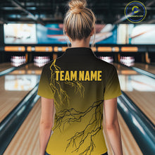 Load image into Gallery viewer, Black and Yellow gradient storm Lightning thunder Bowling shirts for Women Custom Bowling Team Jerseys NQS11172