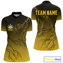 Load image into Gallery viewer, Black and Yellow gradient storm Lightning thunder Bowling shirts for Women Custom Bowling Team Jerseys NQS11172