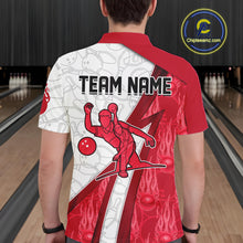 Load image into Gallery viewer, Custom Bowling Polo, Quarter Zip Shirt For Men Red flame camo Bowling shirts, Bowling Team jerseys NQS11586