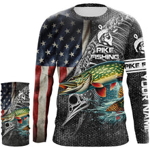 Load image into Gallery viewer, Northern Pike Fishing American Flag Custome Name 3D All Over Printed Shirts Personalized Fishing gift NQS339