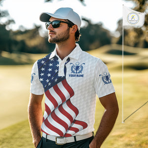 American Flag Golf Polo Shirts For Men Custom team golf jerseys, patriotic golf shirts NQS9930
