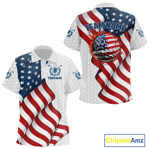 American Flag Golf Polo Shirts For Kid Custom team golf jerseys, patriotic golf shirts NQS9930