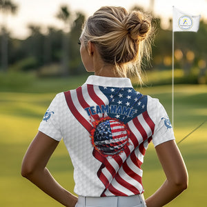 American Flag Golf Polo Shirts For Women Custom team golf jerseys, patriotic golf shirts NQS9930