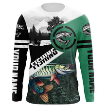 Load image into Gallery viewer, Musky fishing Customize Sun protection long sleeve fishing shirts, Personalized Fishing Gifts NQS421