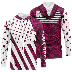 American flag pink camo fishing personalized patriotic UV Protection camouflage Women Fishing jerseys NQS5628