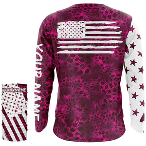 American flag pink camo fishing personalized patriotic UV Protection camouflage Women Fishing jerseys NQS5628