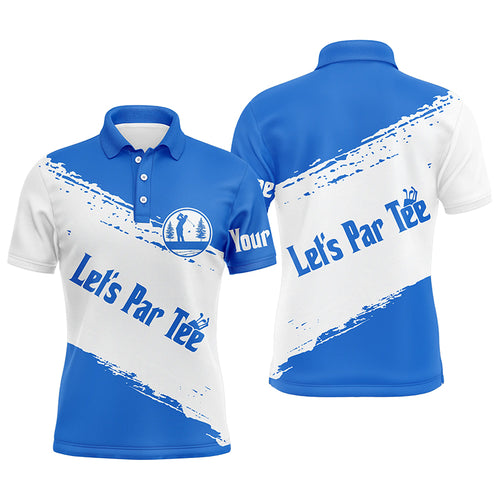 Blue and white Mens golf polo shirts custom name let's par tee best mens golf wear NQS5863