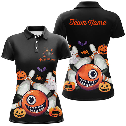 Funny Halloween Bowling Custom Women Bowling Polo, Quarter zip Shirts Halloween Bowling Team Jerseys NQS8412