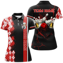 Load image into Gallery viewer, Black and Red Argyle Pattern Bowling Beer Custom Bowling Shirts For Women Bowling Team League Jerseys NQS8418