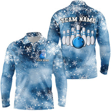 Load image into Gallery viewer, Blue Snowflake Christmas pattern Men's Bowling shirt Custom Christmas Team Bowling League Jersey NQS8854