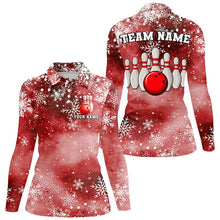 Load image into Gallery viewer, Red Snowflake Christmas pattern Women's Bowling shirt Custom Christmas Team Bowling League Jersey NQS8855
