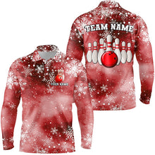 Load image into Gallery viewer, Red Snowflake Christmas pattern Men's Bowling shirt Custom Christmas Team Bowling League Jersey NQS8855