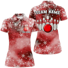 Load image into Gallery viewer, Red Snowflake Christmas pattern Women's Bowling shirt Custom Christmas Team Bowling League Jersey NQS8855
