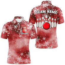 Load image into Gallery viewer, Red Snowflake Christmas pattern Men's Bowling shirt Custom Christmas Team Bowling League Jersey NQS8855