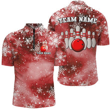 Load image into Gallery viewer, Red Snowflake Christmas pattern Men's Bowling shirt Custom Christmas Team Bowling League Jersey NQS8855