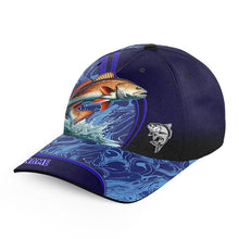 Load image into Gallery viewer, Redfish fishing blue camo Custom fishing hat Unisex Fishing Baseball saltwater Angler fishing hat cap NQS6979