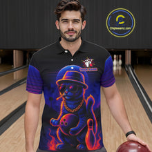 Load image into Gallery viewer, Custom Funny Cat Neon Bowling Jerseys for Men Bowling Uniform Polo &amp; 1/4 Zip Bowling Team Shirts NQS11185