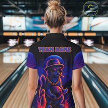 Load image into Gallery viewer, Custom Funny Cat Neon Bowling Jerseys for Women Bowling Uniform Polo &amp; 1/4 Zip Bowling Team Shirts NQS11185