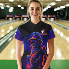 Load image into Gallery viewer, Custom Funny Cat Neon Bowling Jerseys for Women Bowling Uniform Polo &amp; 1/4 Zip Bowling Team Shirts NQS11185