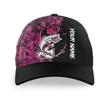 Load image into Gallery viewer, Bass Fishing Tattoo pink camo Custom women fishing hat Unisex Fishing Baseball fisherman hat NQS2758