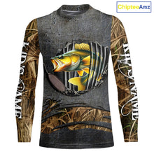 Load image into Gallery viewer, Walleye fishing camo metal grunge pattern Custom walleye fishing shirts walleye fishing gifts NQS11370