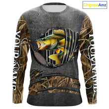 Load image into Gallery viewer, Walleye fishing camo metal grunge pattern Custom walleye fishing shirts walleye fishing gifts NQS11370