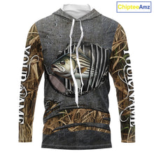 Load image into Gallery viewer, Striped Bass fishing camo metal grunge pattern Custom striper fishing shirts fishing gifts NQS11371
