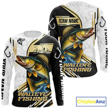 Load image into Gallery viewer, Personalized Walleye fishing shirts Custom sun protection Walleye fishing team jerseys | Gold NQS11372