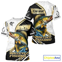 Load image into Gallery viewer, Personalized Walleye fishing shirts Custom sun protection Walleye fishing team jerseys | Gold NQS11372