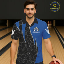 Load image into Gallery viewer, Black and blue lightning thunder shark hawaiian bowling jerseys custom team bowling outfit NQS11379