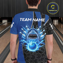 Load image into Gallery viewer, Black and blue lightning thunder shark bowling jerseys men custom bowling outfit men NQS11379
