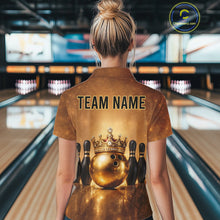 Load image into Gallery viewer, Black and Gold crown Bowling ball pins Bowling Shirts for Women Custom Bowling Team league jerseys NQS11593