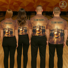 Load image into Gallery viewer, Black and Gold crown Bowling ball pins Bowling Shirts for Women Custom Bowling Team league jerseys NQS11593