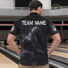 Load image into Gallery viewer, Custom Smoke Skull reaper Bowling Polo, 1/4 Zip Shirts for Men, Team bowling outfit Jerseys NQS11596