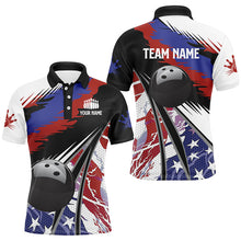 Load image into Gallery viewer, Mens Polo, Quarter Zip bowling shirts Custom black ball American Flag Bowling Team League Jerseys NQS7740