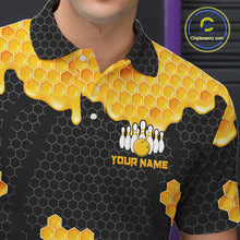 Load image into Gallery viewer, Custom Black and Yellow Honey Bee Bowling Shirts For Men, Bee Bowling Team Bowlers Outfit NQS10376