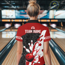 Load image into Gallery viewer, Black and Red Camo Bowling Polo, Quarter Zip Shirt For Women custom Bowling Team Jerseys Uniform NQS10380