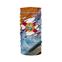 Load image into Gallery viewer, Inshore slam redfish trout snook scales Florida flag Custom patriotic fishing long sleeve shirts NQS8621