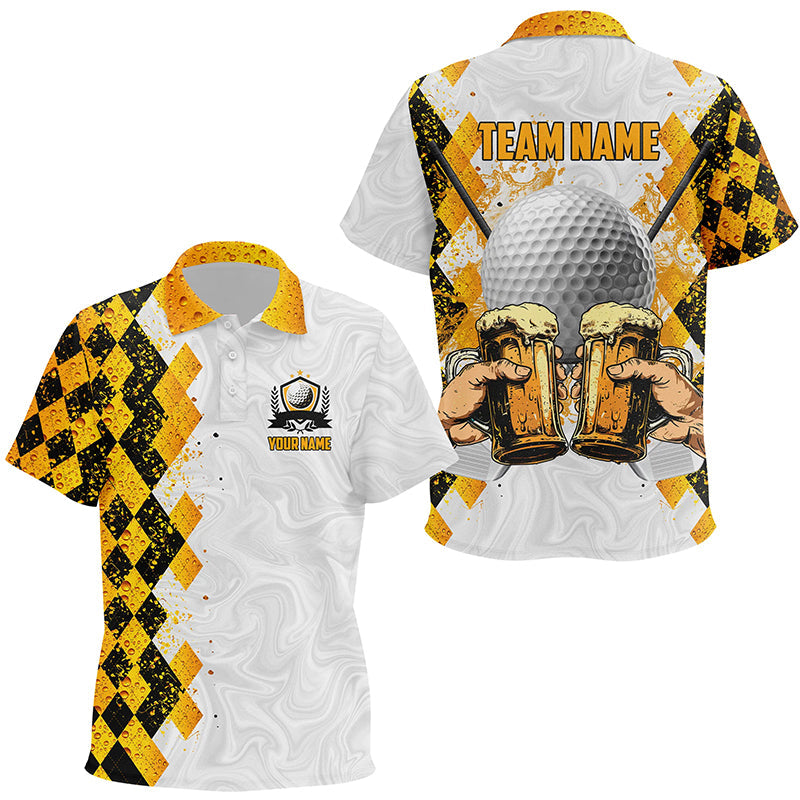 Golf and Beer argyle pattern Custom Kid golf polo shirt , personalized golf gifts for children NQS8424