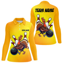 Load image into Gallery viewer, Personalized Funny Turkey Bowling Shirts For Women, Thanksgiving Bowling Shirts Team Uniform | Yellow NQS8632