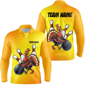 Personalized Funny Turkey Bowling Shirts For Men, Thanksgiving Bowling Shirts Team Uniform | Yellow NQS8632