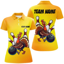 Load image into Gallery viewer, Personalized Funny Turkey Bowling Shirts For Women, Thanksgiving Bowling Shirts Team Uniform | Yellow NQS8632