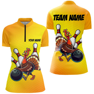 Personalized Funny Turkey Bowling Shirts For Women, Thanksgiving Bowling Shirts Team Uniform | Yellow NQS8632