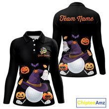 Load image into Gallery viewer, Funny pumpkin golf ball clubs Women&#39;s polo golf shirts Custom Halloween team golf jerseys NQS10807
