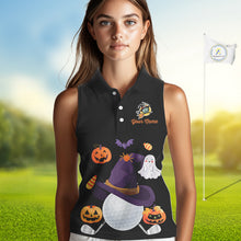 Load image into Gallery viewer, Funny pumpkin golf ball clubs Women Sleeveless polo shirts Custom Halloween team golf jerseys NQS10807
