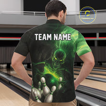 Load image into Gallery viewer, Black and green lightning skull Bowling polo, 1/4 Zip shirts for Men custom Bowling team Jersey NQS10809