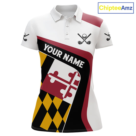 Personalized Maryland flag Women golf polo shirts custom patriotic ladies golf outfit NQS11386